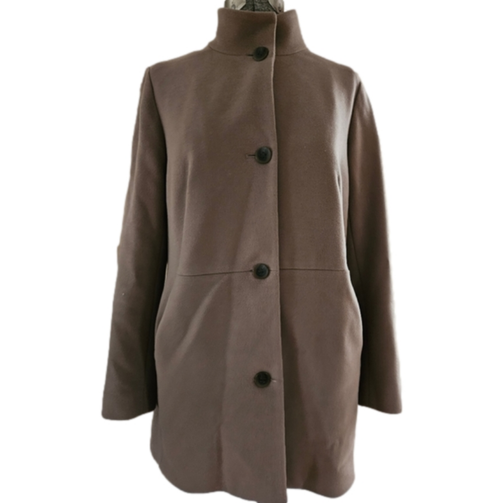 J Jill Brown Button Down Pea Coat-Size Medium
